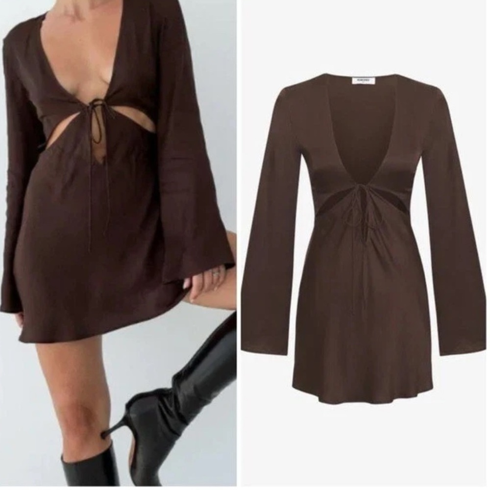 Rumored High Hopes Mini Dress Brown Size M